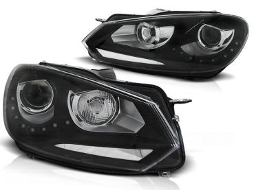 LED Tagfahrlicht Upgrade Scheinwerfer für VW Golf 6 08-12 schwarz